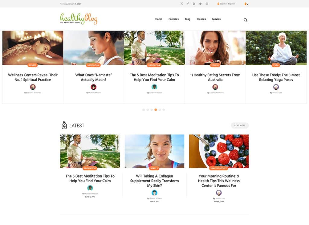 Healthy Living - บล็อกพร้อมธีม WordPress สำหรับร้านค้าออนไลน์