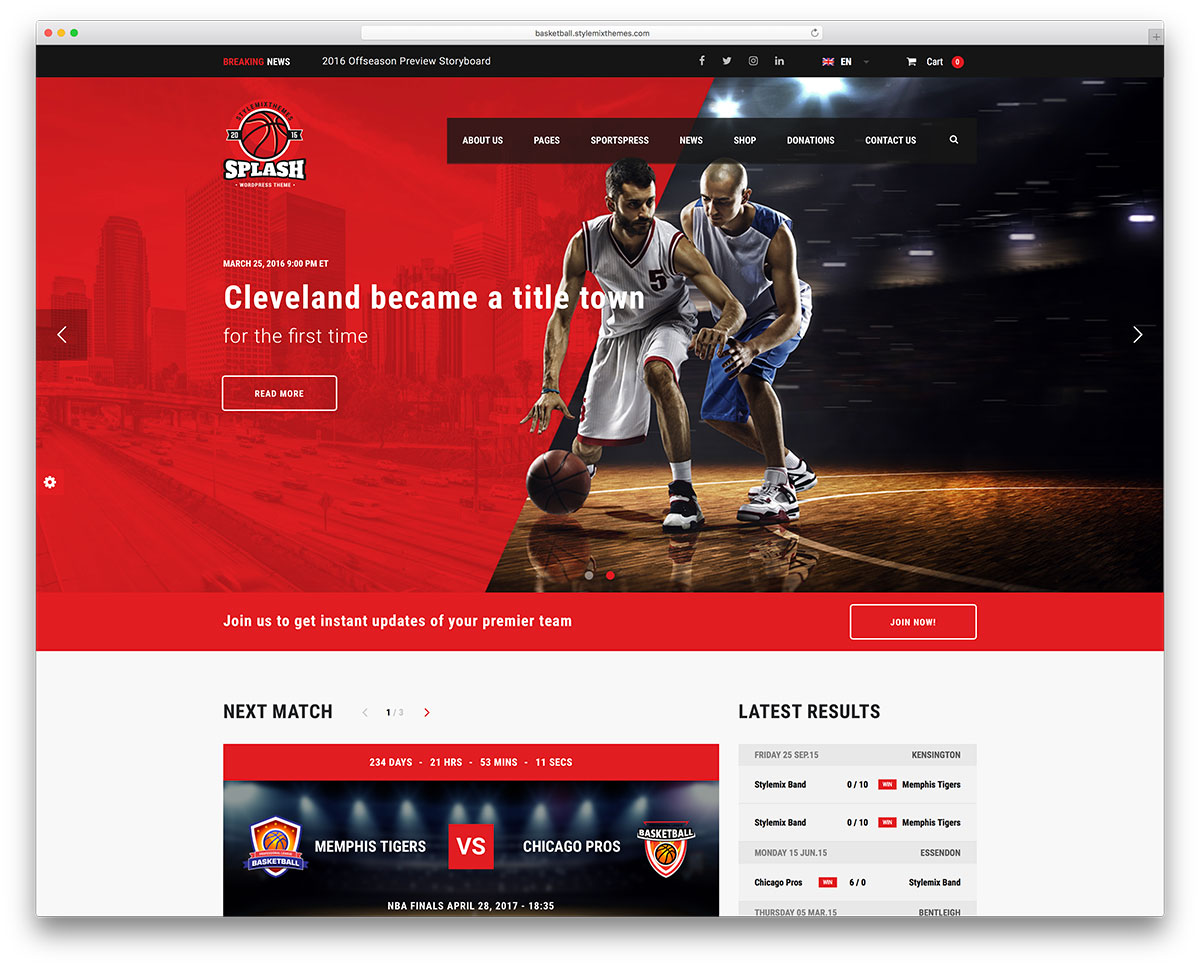 modèle de site Web splash-creative-sports-wordpress