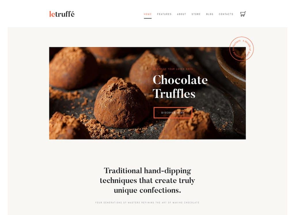 Le Truffe - Çikolatalı Tatlılar ve Şekerci Mağazası WordPress Teması