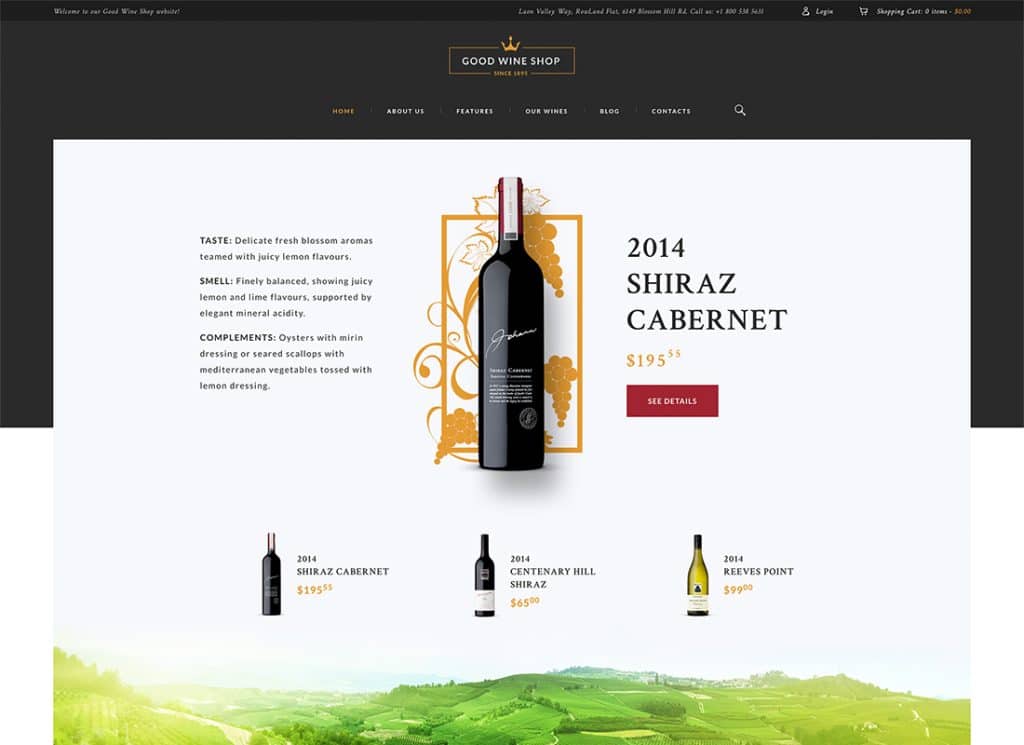 Good Wine - Tema de WordPress para tiendas de viñedos y bodegas