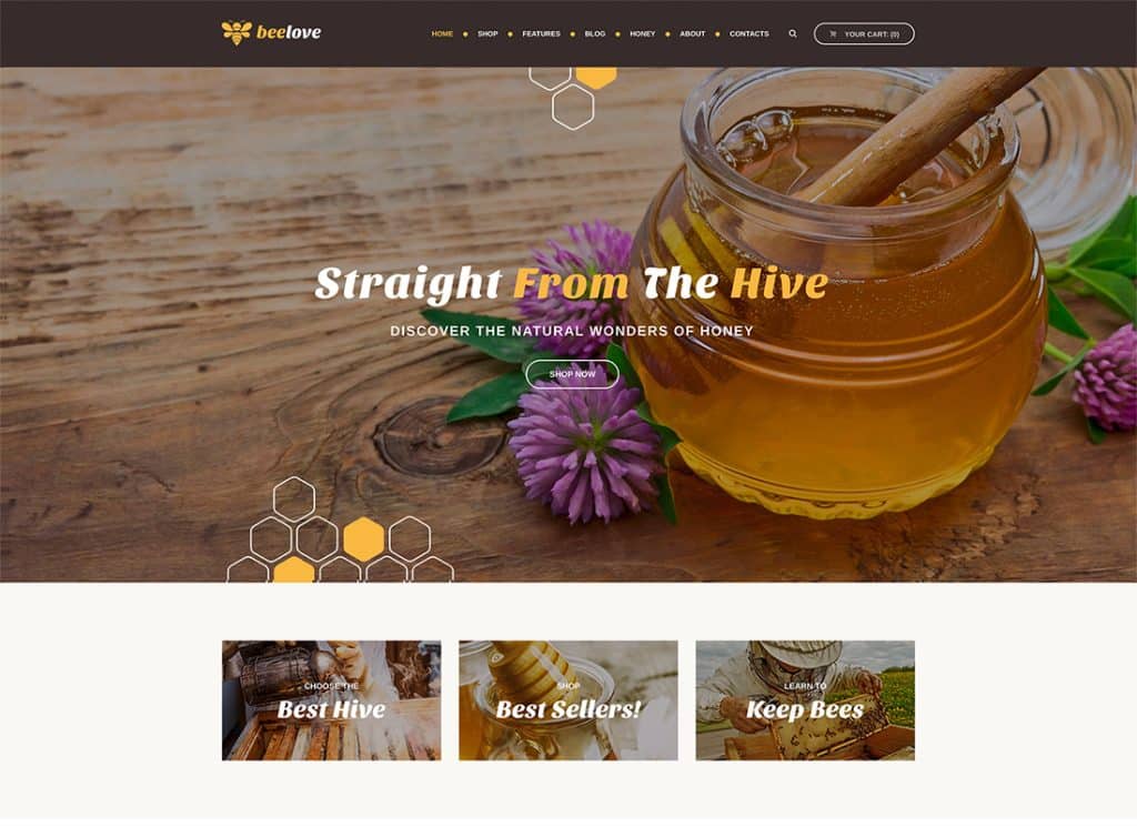 Beelove - 蜂蜜生産とお菓子のオンラインストア WordPress テーマ