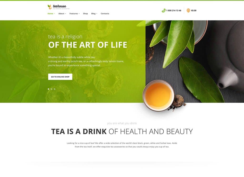 TeaHouse - Tema WordPress per negozio di tè e caffetteria