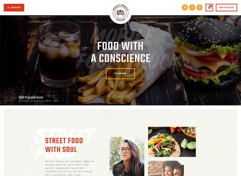 Pasti e ruote | Tema WordPress per festival di strada e consegna di fast food