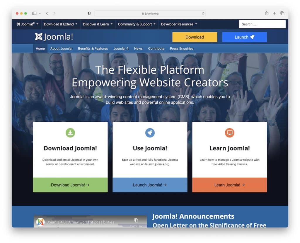 Joomla open source site builder