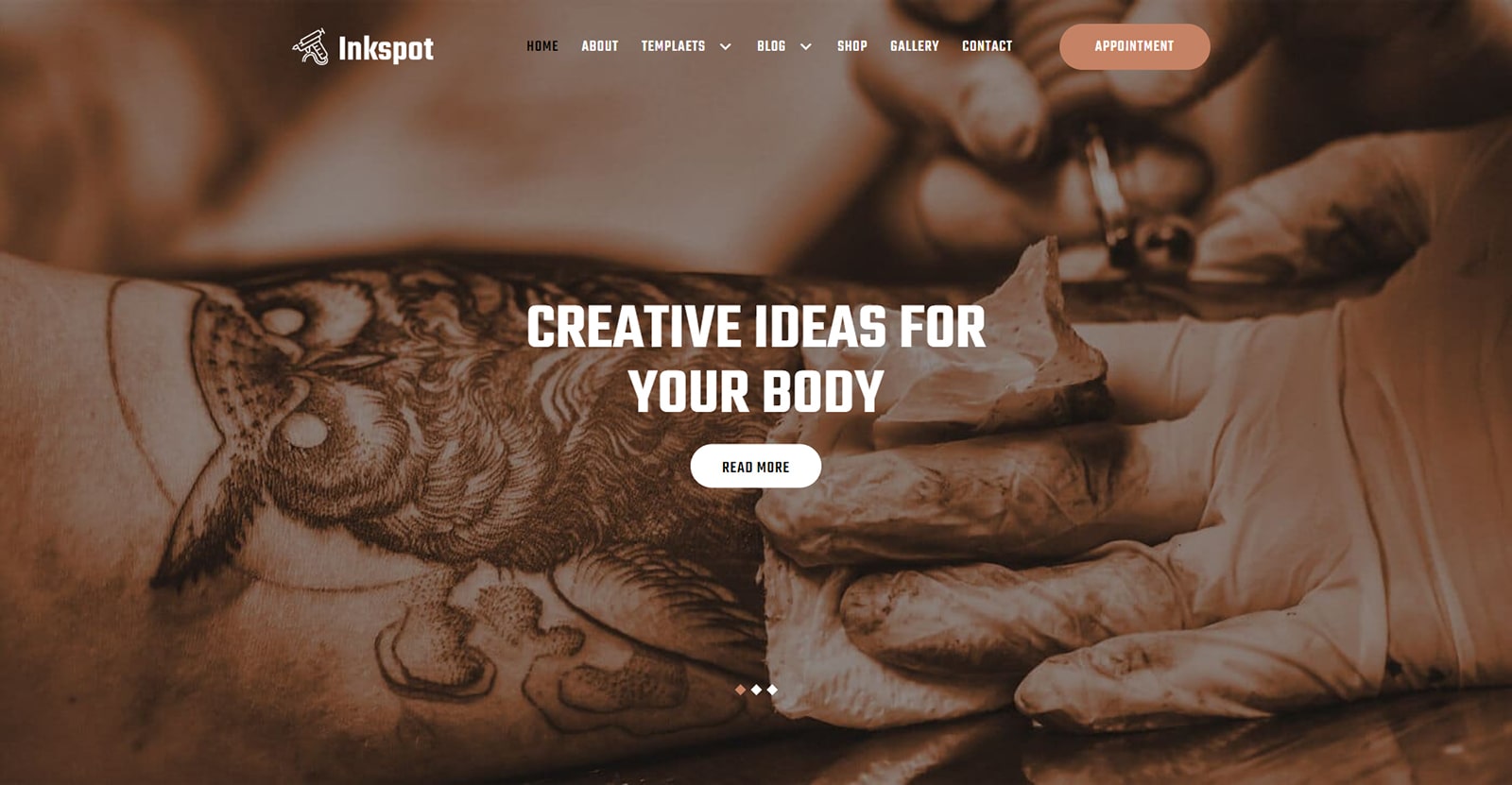 Inkspot FSE 的图形，安全的 WordPress 块主题之一。