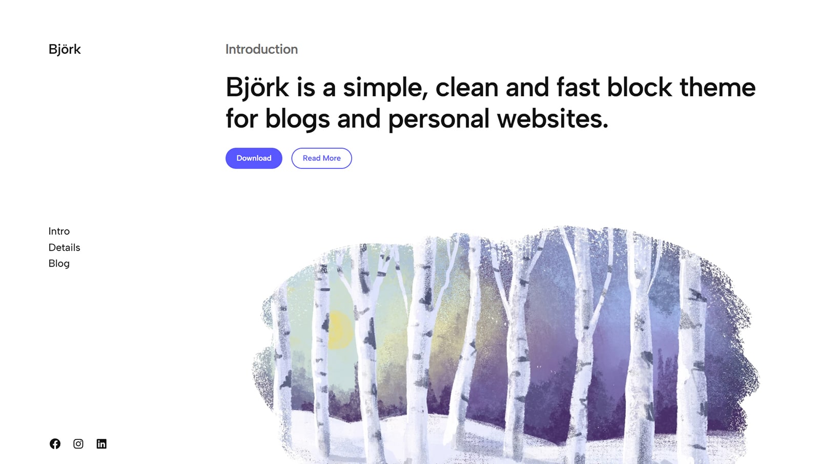 صورة Bjork، سمة FSE الإبداعية لـ WordPress.