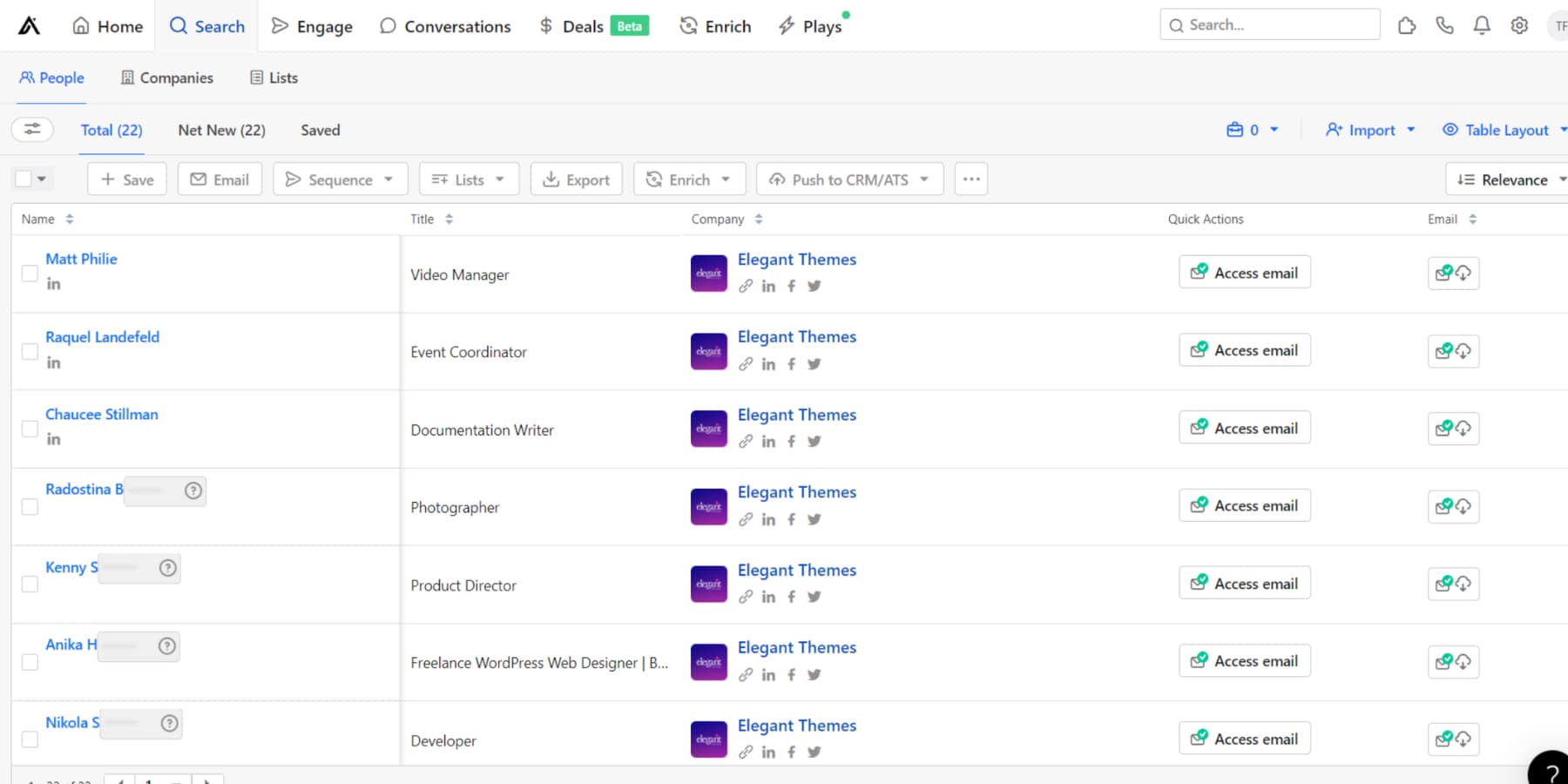 Tangkapan layar Basis Data B2B Apollo.io