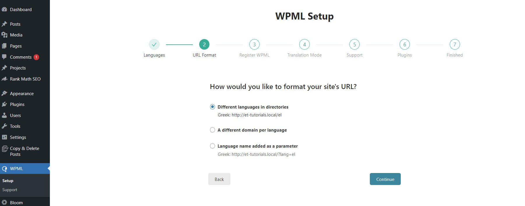 إعداد WPML Onboarding - الخطوات 2