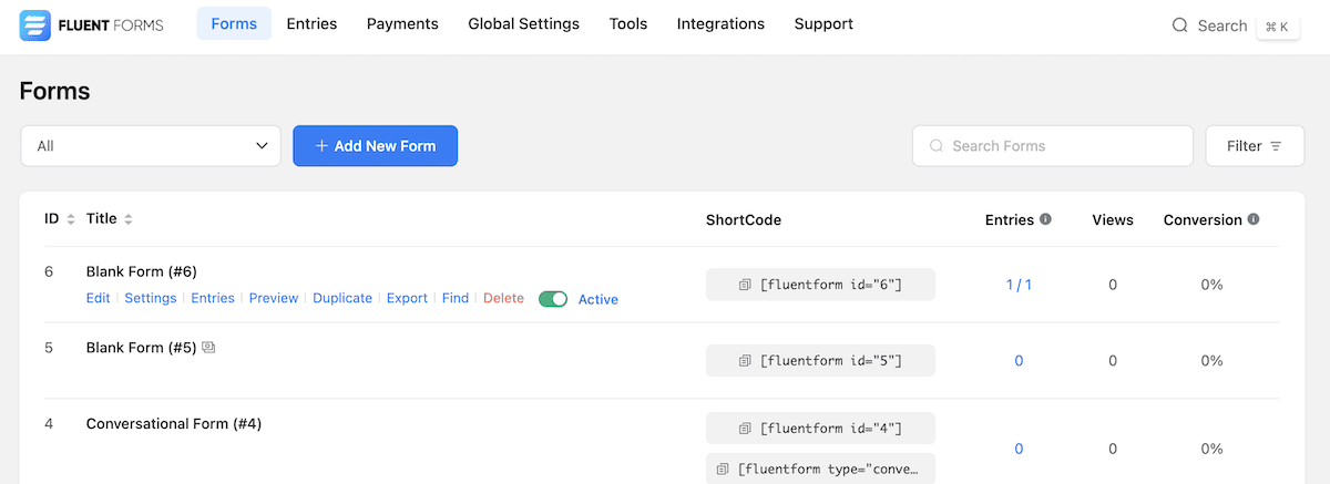 การเลือกการตั้งค่าสำหรับแบบฟอร์มภายใน Fluent Forms