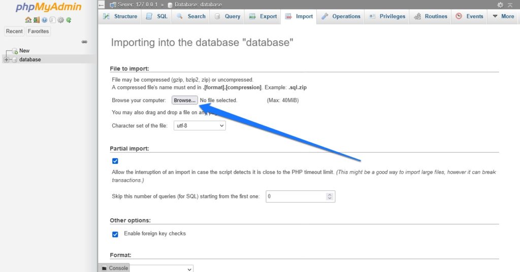 impor basis data ke phpmyadmin