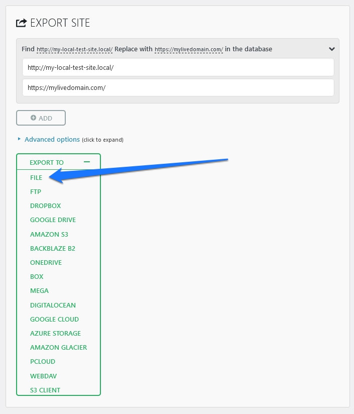 tudo em um site de exportação de migração wp