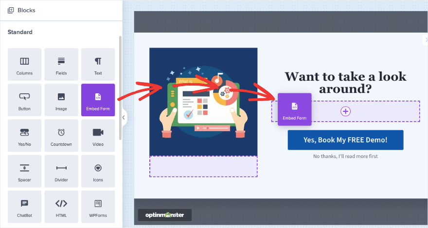 Incrustar bloque de formulario en OptinMonster