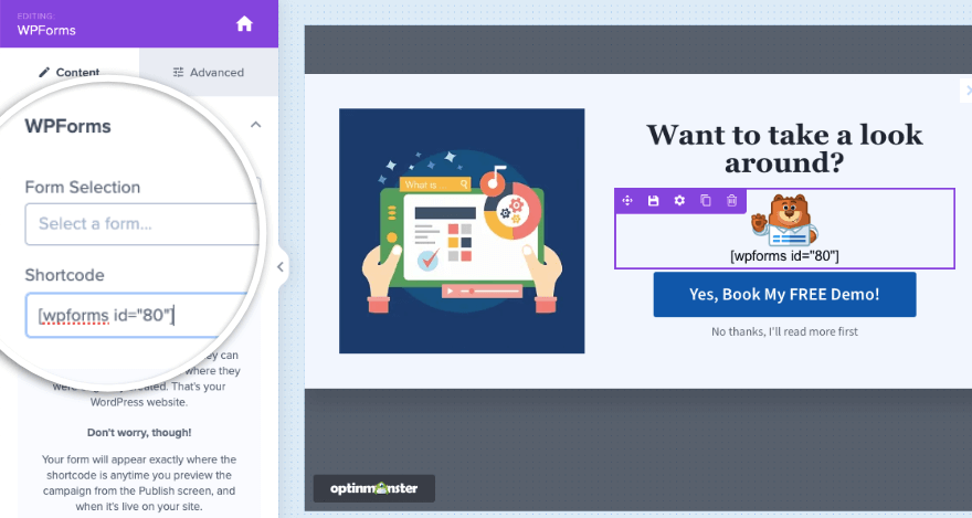 Blocco WPForms in OptinMonster