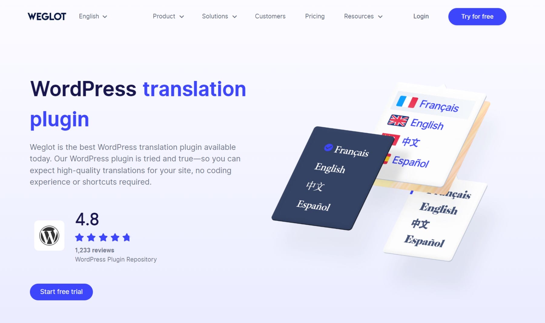 Plugin de traduction WordPress WEGLOT