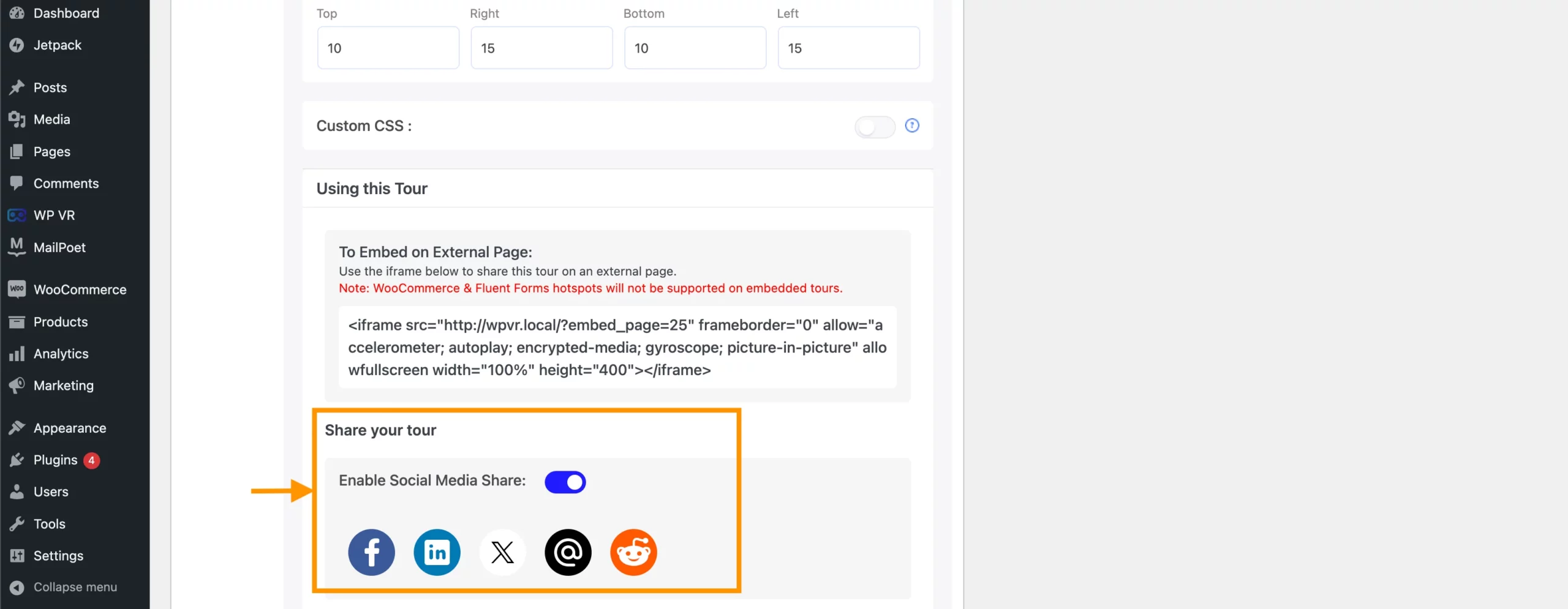 Canaux sociaux disponibles pour la tournée