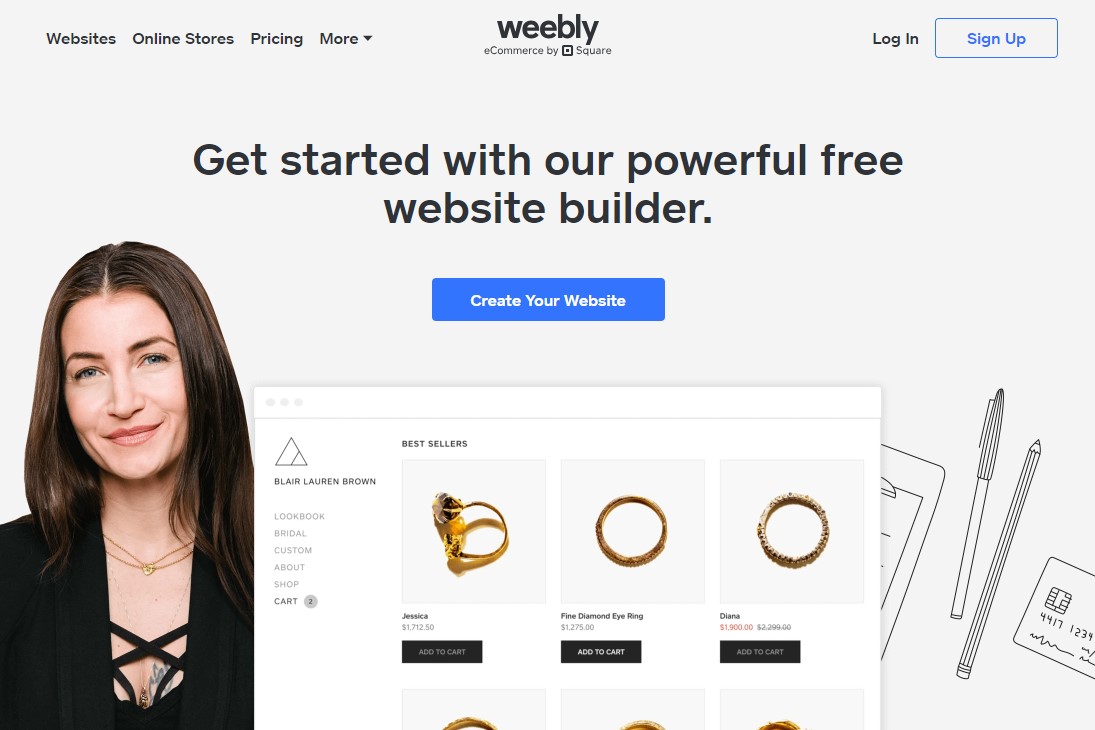 Construtor de sites de arrastar e soltar Weebly