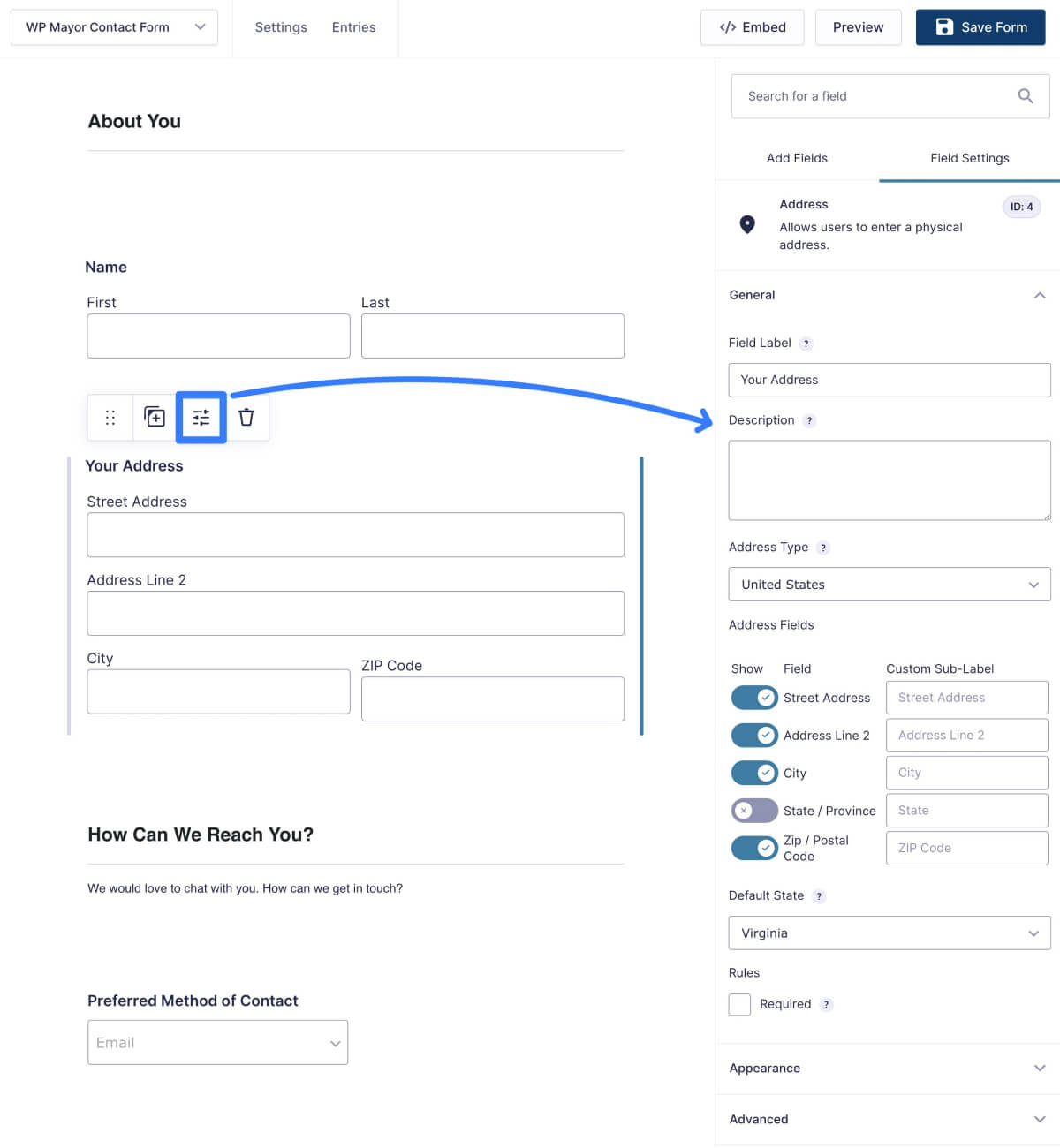 Editor de arrastrar y soltar de Gravity Forms