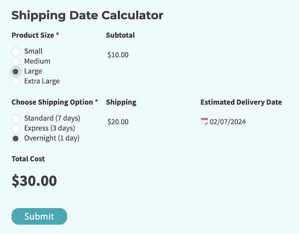 Exemplu de calculatoare a costurilor de transport