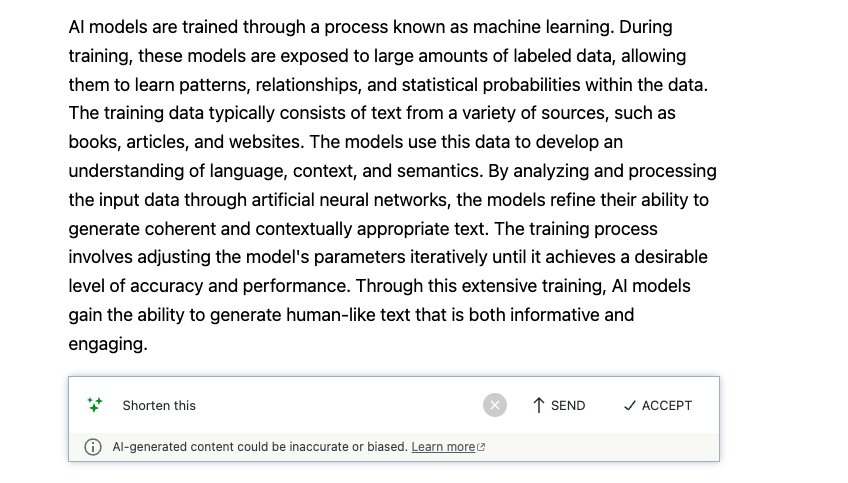 Puteți solicita în continuare Jetpack AI Assistant folosind limbajul natural pentru a rafina sau modifica paragraful generat.