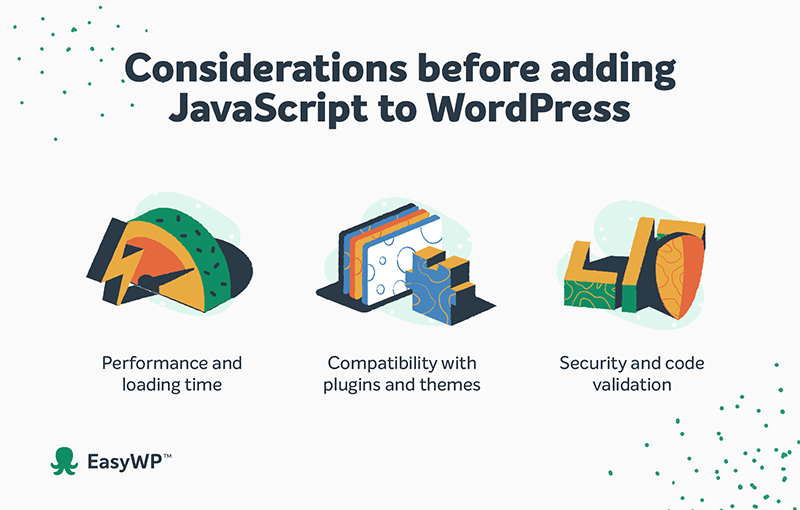 Инфографика того, что следует учитывать перед добавлением JavaScript в WordPress