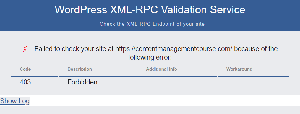 Инструмент проверки XML-RPC.