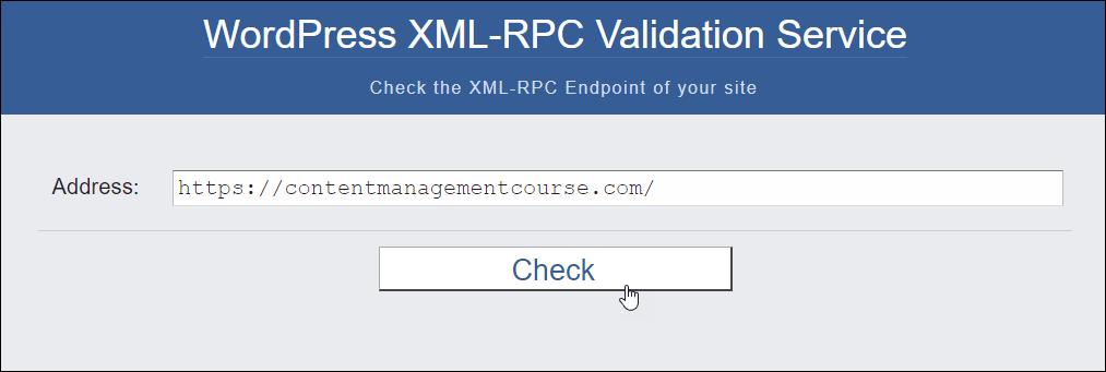 Инструмент службы проверки WordPress XML-RPC