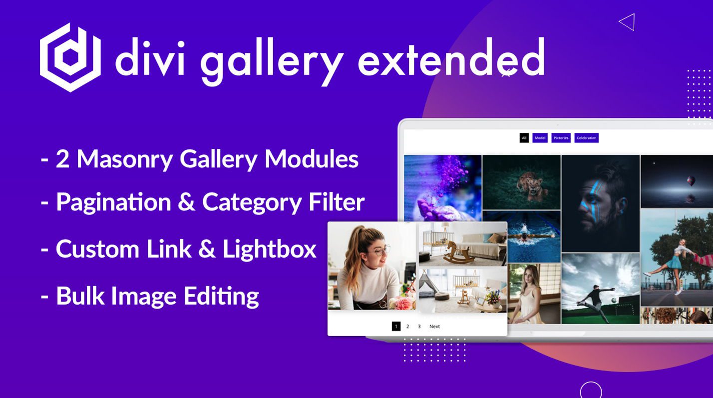 Plugin Galeri Divi Terbaik - Gambar unggulan bagian Divi Gallery Extended.