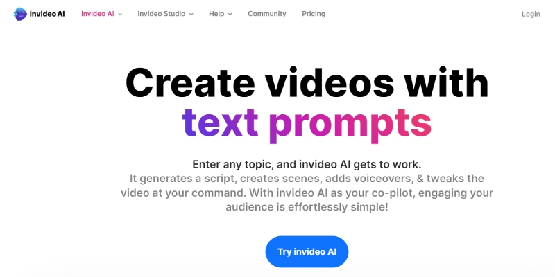 Turn ideas into videos AI video creator invideo AI