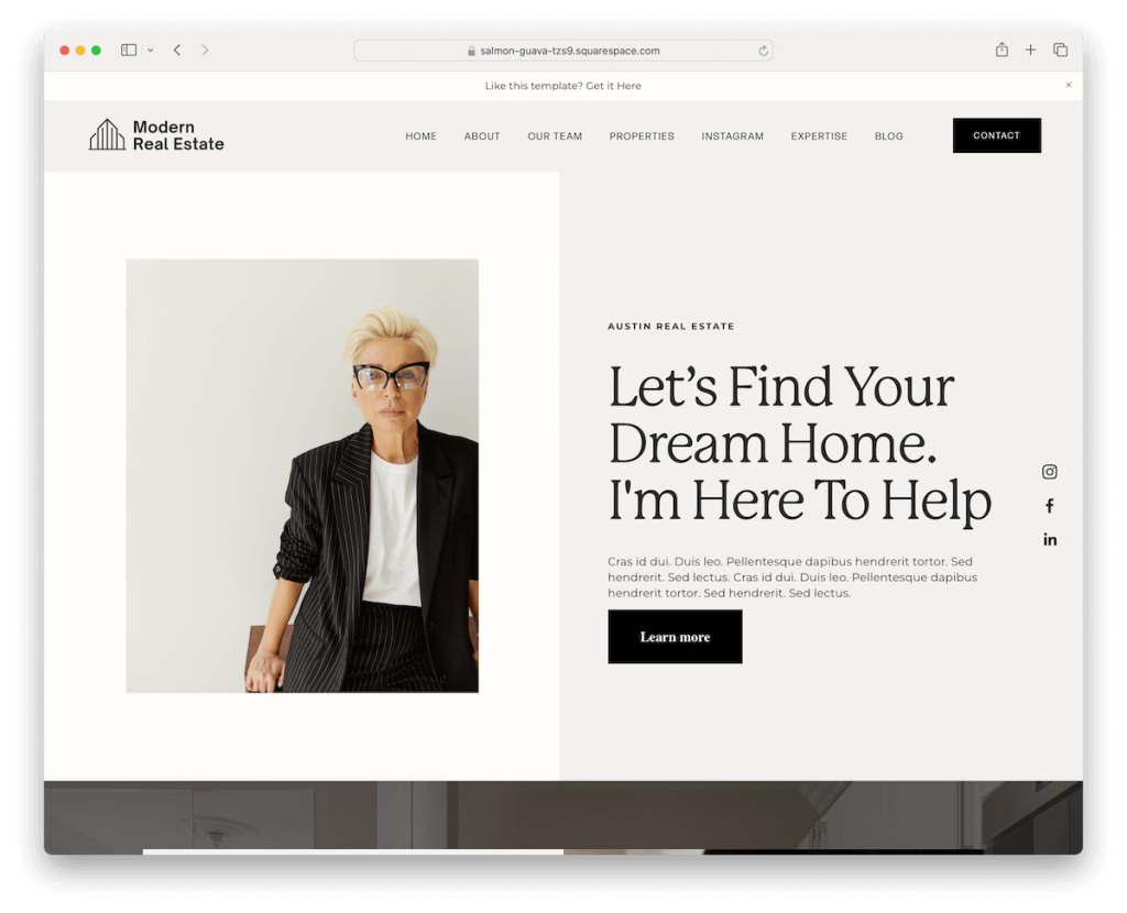 现代房地产squarespace模板