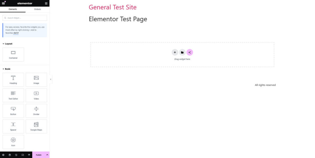 واجهة المستخدم Elementor