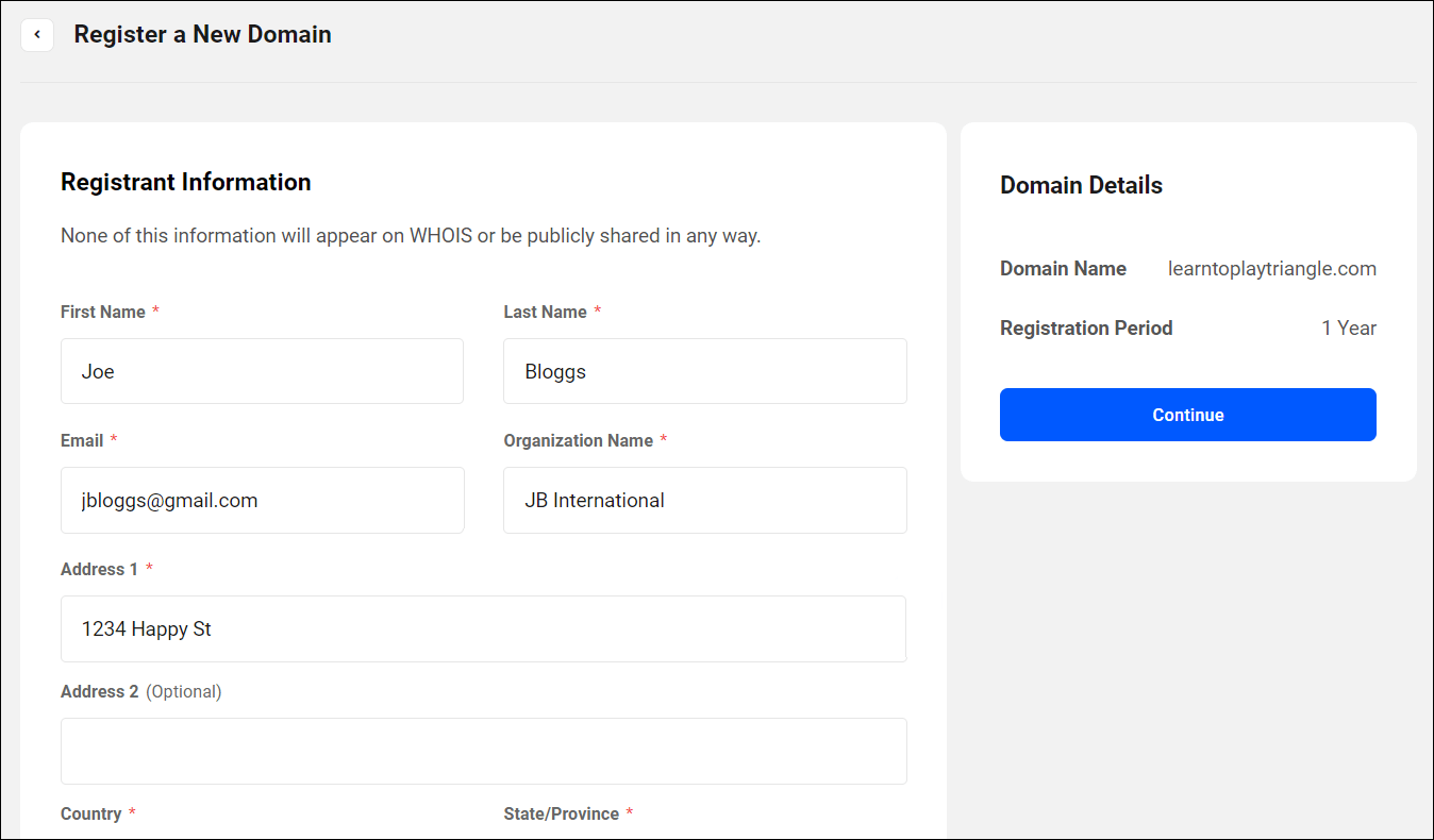 Details des Domain-Registranten.