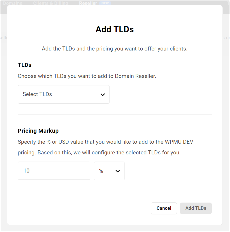 إضافة شاشة TLDs.