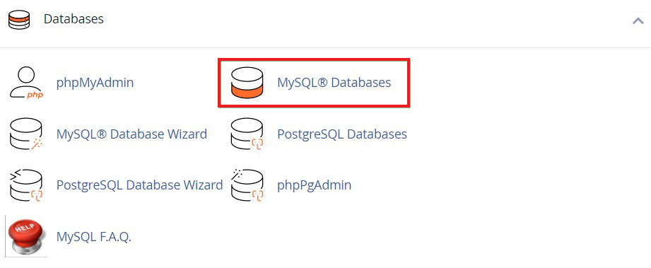 Option de bases de données MySQL dans cPanel