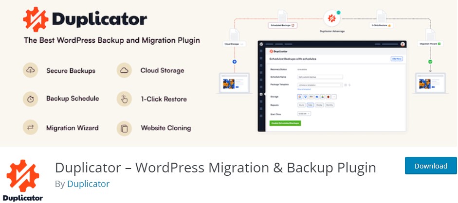 Duplicateur – Plugin de migration et de sauvegarde WordPress