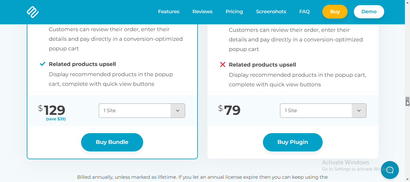 vWooCommerce Quick View Pro fiyatlandırması