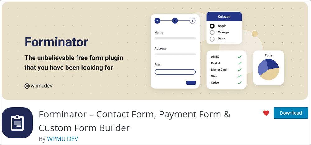 แบนเนอร์ปลั๊กอิน Forminator บน WordPress,org