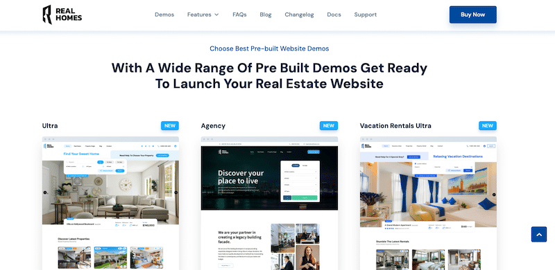 Demo per lanciare un sito web immobiliare - Real Homes