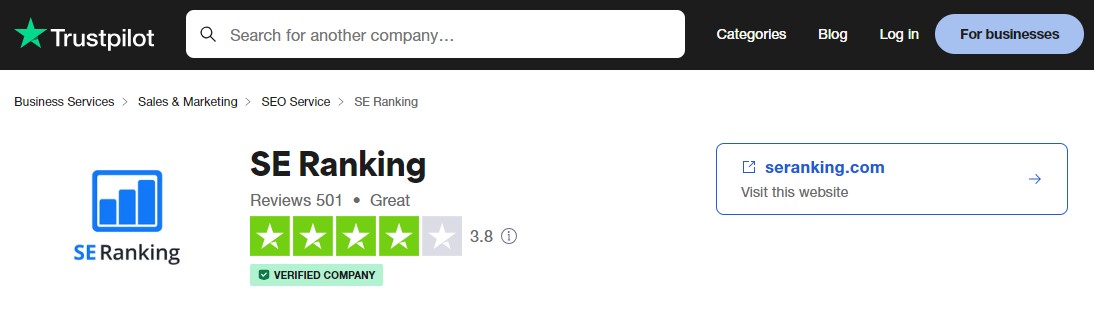 Trustpilot 的 SE 排名評級