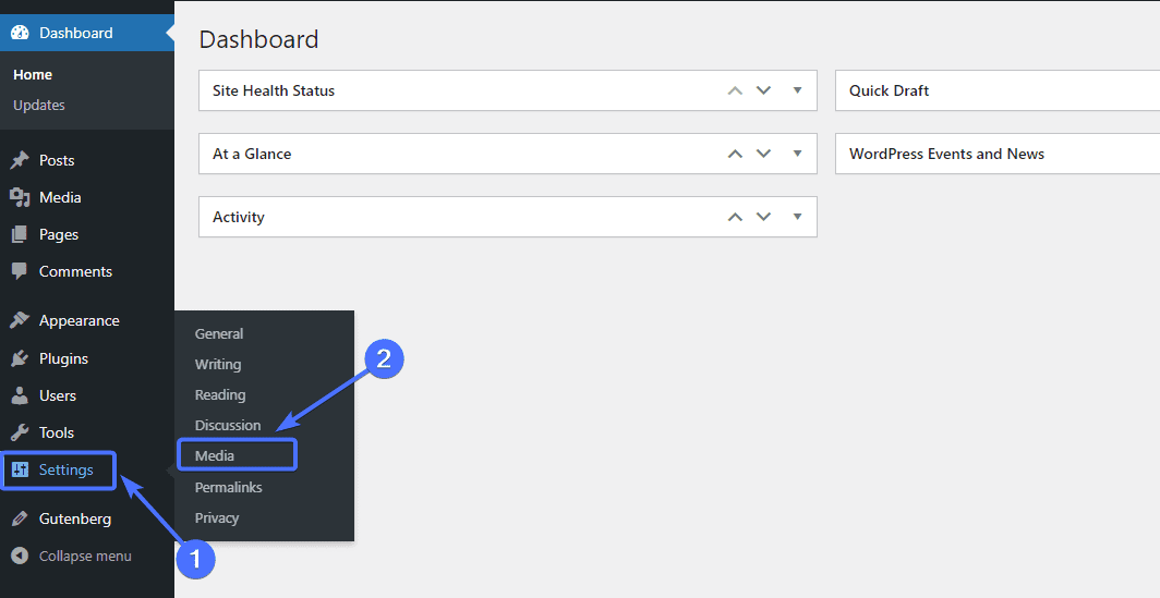 Configurações >> Mídia