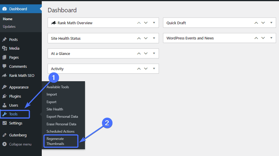 Outils >> Page Régénérer les vignettes