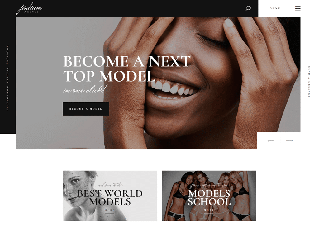 Podium - Tema WordPress de agência de modelos de moda