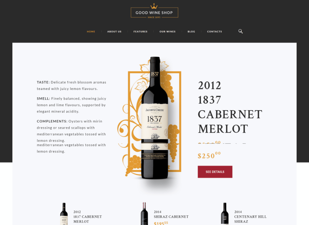 Good Wine - Tema WordPress Kebun Anggur & Toko Anggur