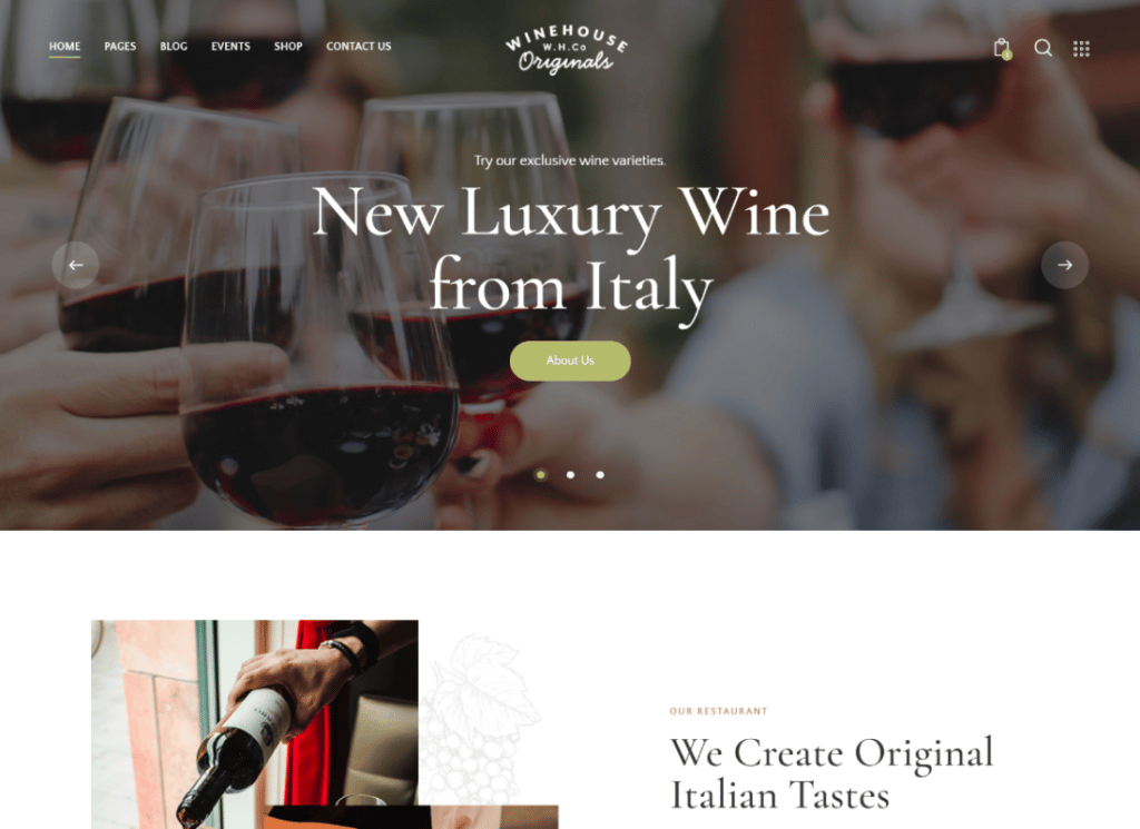 Wine House - موضوع WordPress لمتجر النبيذ ومطعم الخمور