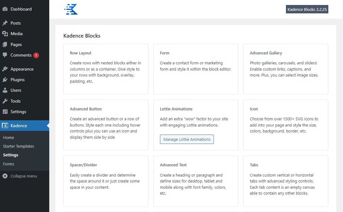 Configuración de bloques de cadencia