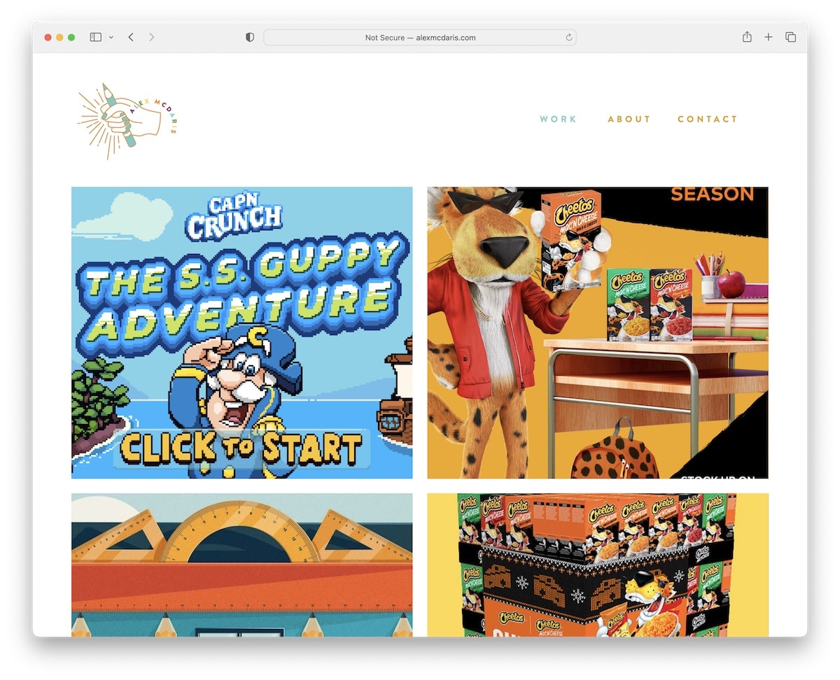 contoh portofolio alex mcdaris squarespace