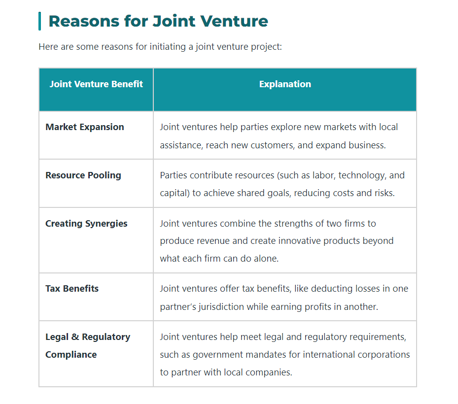 joint venture come strategia di espansione del mercato