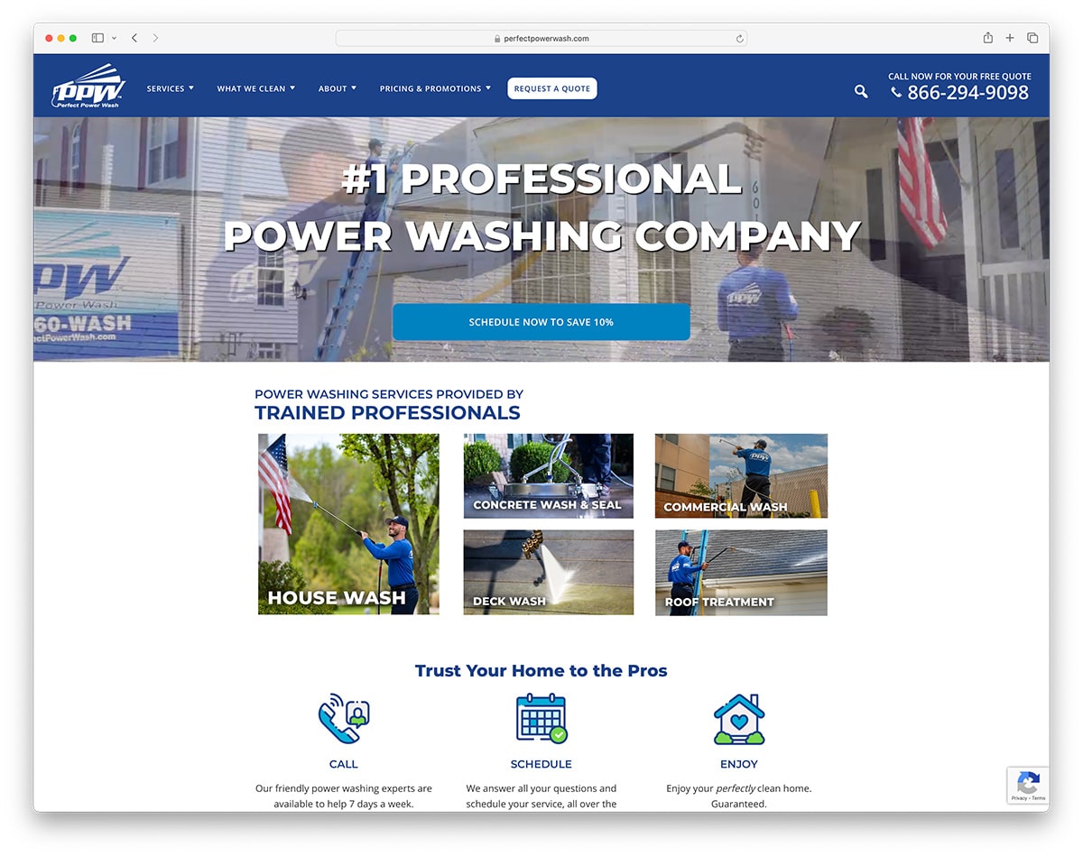 Site da empresa Perfect Power Washing