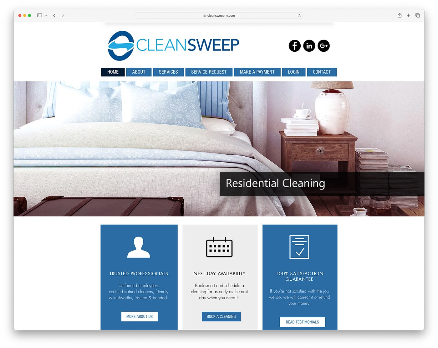 Site da empresa Clean Sweep