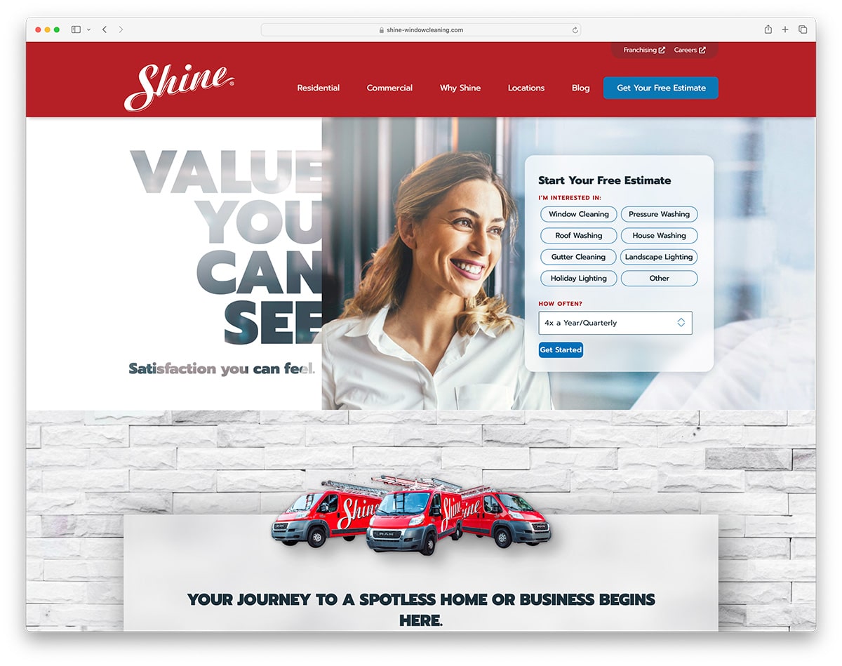 Esempio di sito web Shine Window Cleaning