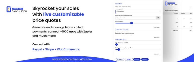 Calcolatore dei costi elegante per WordPress